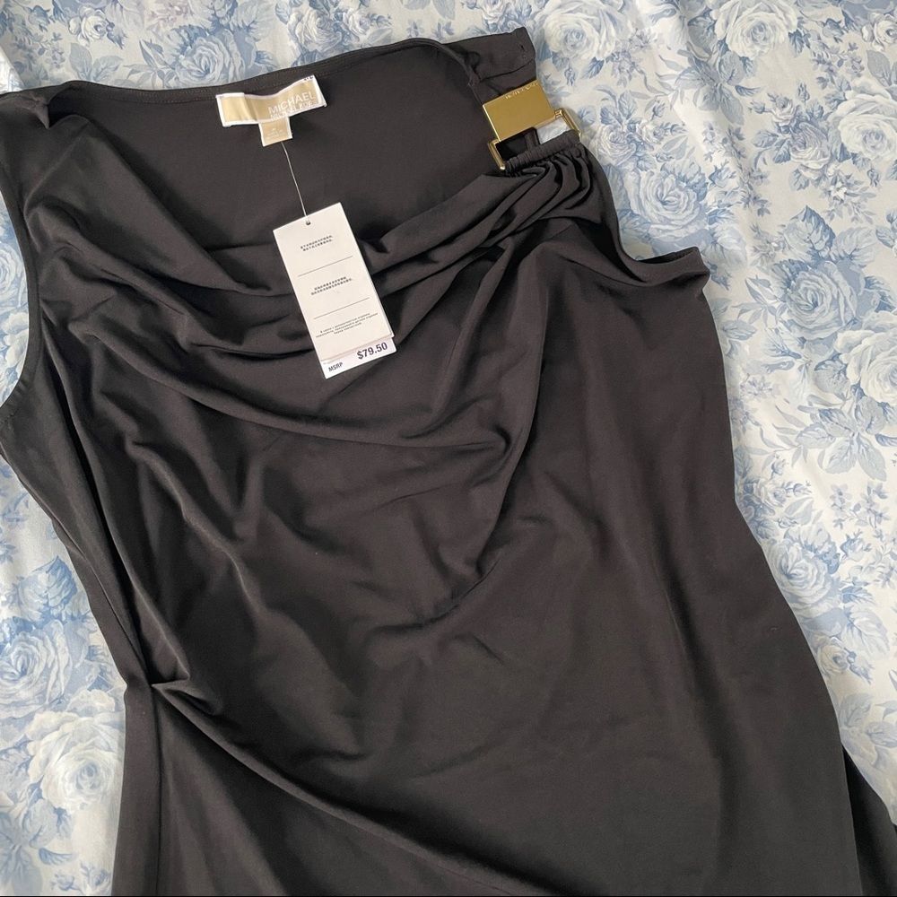 NWT Michael Kors Y2K Small Gold Accent Black Career Office Siren Going Out Top